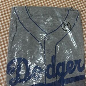Majestic Gray Dodgers Jersey with Blue Accents